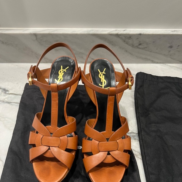 Saint Laurent Tribute 75 Leather Platform Sandals - Excellent Condition - Picture 6 of 10